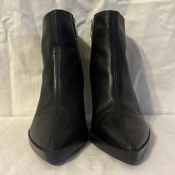 Zara Pointed Western Side Zip Leather Ankle Wedge Heel NWOT - Picture 6 of 11